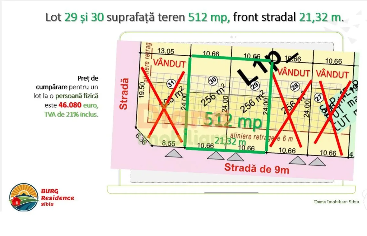 Teren de vânzare 512 mp în intravilan în Sibiu, str Viile Sibiului. - foto 1