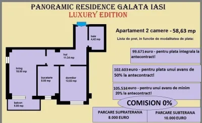 Apartament 2 camere de vanzare in Iasi, Galata, 58.63 mp, bloc nou - foto 2