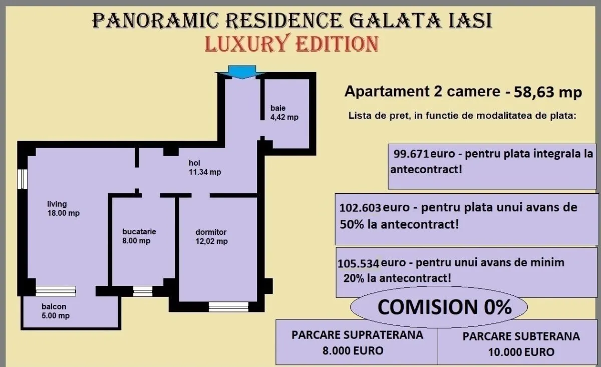 Apartament 2 camere de vanzare in Iasi, Galata, 58.63 mp, bloc nou - foto 2