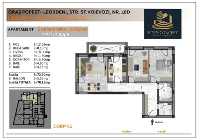 Popesti Apartament 3 Camere Decomandat - Popesti-Leordeni