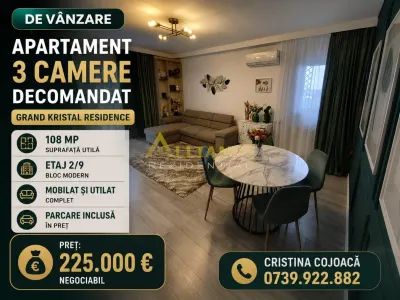 Grand Kristal Apartament 3 camere Mobilat si Utilat + Parcare Inclusa - Bucuresti